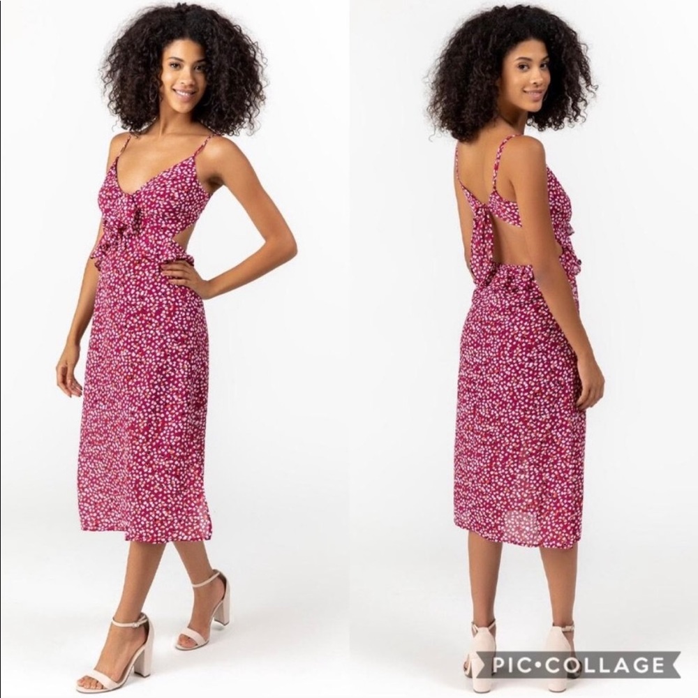 Francescas Vane Plum Open Back Ruffle Dress